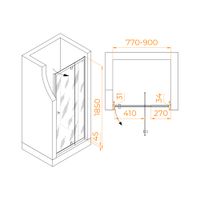 Душевая дверь RGW PA-02 NEW 80x185, профиль хром, стекло прозрачное/6 мм, арт-41080208-11 — фото 7, Распашные душевые двери