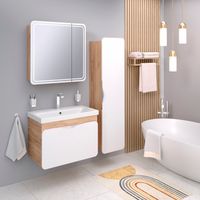 Шкаф-пенал подвесной SKANDI 40 /дуб золотой Крафт/правый/ AQUA DE MARCO 3040CRAFTCSCA — фото 7, Шкафы для ванной