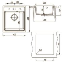 Кухонная мойка AZARIO Milas 480х420х197 кварцевая, прямоугольная, сифон в комплекте, цвет Белый арт-CS00097665 — фото 6, Кухонные мойки