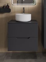 Orange Line Li-60TugMDF+B07-345W тумба с раковиной подвесная 60 см, графит/белый Li-60TugMDF+B07-345W — фото 2, Тумбы с раковиной