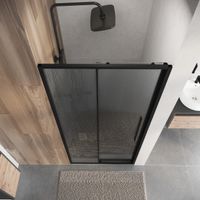 Дверь в нишу Niagara Nova NG-84-L10FHB (100х195) черный матовый,раздвижная влево,стекло рифленое,1 место — фото 6, Раздвижные душевые двери