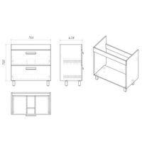 Тумба напольная "НЕО-80 см" с 2-я ящ. белая (ум.Фостер-80) арт-108019-1K — фото 5, Тумбы под раковину