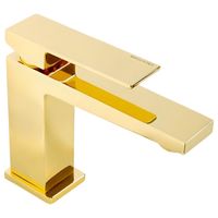 KVANT См-ль д/раковины моноком., донный клапан "click-clack", плоский излив, золото 32443 — фото 1, Смесители для раковины