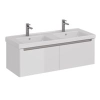 Тумба Lemark BUNO MINI 125 см под 2 раковины, подвесная, 2 ящика, цвет планки: Серый, цвет корпуса, арт-LM05BM125T — фото 6, Тумбы под раковину