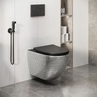 Унитаз подвесной Grossman (550х360х375) безободковый,серебро,внутри черный с тонкой крышкой,микролифт,1 место арт-GR-4411SBRS — фото 4, Подвесные унитазы