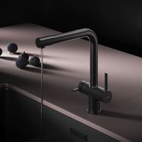 Func, смеситель для кухни с L-изливом с каналом для питьевой воды, черный арт-F8F05722 — фото 1, Смесители для кухни