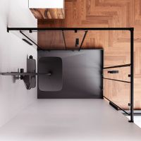 W84G-403-12090-BT Душевое ограждение Func Square Slide 120х90, черный, прозрачное — фото 1, Душевые кабины и ограждения