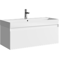 Подвесная тумба с одним ящиком 100 см, цвет белый с умывальником арт-GE01101WM — фото 3, Тумбы с раковиной