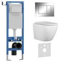 Комплект 3в1 IBERICA BLANCA инсталляция SILENCIO MINI, унитаз BILBAO ALTO белый, кнопка смыва ESTI-S хром глянцевый (IB.001M.BLA.231.852) — фото 1, Комплекты унитаз + инсталляция