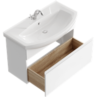Товар: Подвесная тумба 88 см с одним ящиком в белом цвете, с умывальником ROD01081 - фото 2 Подвесная тумба 88 см с одним ящиком в белом цвете, с умывальником ROD01081 — фото 2, Тумбы с раковиной
