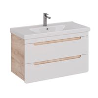 Тумба Lemark OLIVIA 100 см под 1 раковину, подвесная, 2 ящика, цвет корпуса: Дуб кантри, цвет фасада LM08OL100T — фото 9, Тумбы под раковину