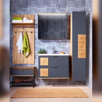 Тумба под раковину подвесная Бриклаер Форест дуб золотой/антрацит, 80 см арт-4627125414657 — фото 4, Тумбы с раковиной