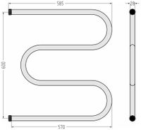 Полотенцесушитель водяной Стилье М-образный 600х600 резьба-сгон 1" Без покрытия арт-00004-6060 — фото 3, Водяные полотенцесушители