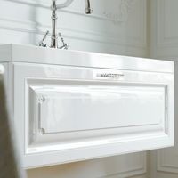 Подвесная тумба с одним ящиком в белом глянцевом цвете с умывальником из литьевого мрамора. арт-Emp.01.10/W — фото 2, Тумбы с раковиной