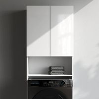 X-Joy Шкаф над стир.машиной с дверями и открытой полкой, узкий, 65 см, белый арт-M85CSX06521WG1 — фото 2, Шкафы для ванной