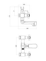 OneLife смеситель для ванны двухвентильный полимерный c душевым набором, хром арт-P03-231cr — фото 1, Смеситель для ванны