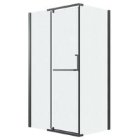 Душевое ограждение Grossman Pragma 100.K33.03.100.21.02-200.K33.03.100.21.02 (100х100х195) распашная(левая),черный матовый,стекло шиншилла,2 места арт-120.K33.03.1010.21.02 — фото 1, Квадратные душевые уголки