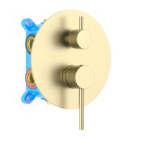 AQ1347BG ЕВРОПА смеситель для ванны 3 режима (внешняя и скрытая часть), шлиф. золото — фото 1, Смеситель для ванны