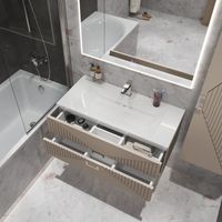 Тумба подвесная "ЛУКСОР-100 см" с 2-я ящ. беж. матовая (ум. Блисс-100 см.) арт-1010057 — фото 5, Тумбы под раковину