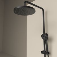 Душевая стойка Sancos Teo c термостатом, встроенным изливом, полкой и с регулировкой по высоте штанги, цвет черный матовый, арт. SC11002MB — фото 7, Душевые стойки