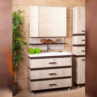 Комплект мебели для ванной Бриклаер ТЕХАС 100, кантри/венге — фото 1, Комплекты мебели для ванной