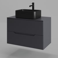 Orange Line Li-80TugMDF+B02-460MB тумба с раковиной подвесная 80 см, графит/черный Li-80TugMDF+B02-460MB — фото 1, Тумбы с раковиной