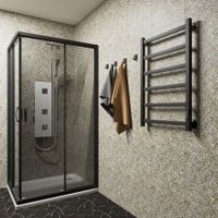 Полотенцесушитель электрический ВИД 81-10 ПРОФИЛЬНЫЙ 810х500, скр.монтаж, СНШ, черный матовый(RAL 9005), (Ferrum, равномерные перкаладины), Маргроид арт-8110p-8050-1081-9005R — фото 2, Электрические полотенцесушители