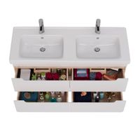 Тумба Lemark OLIVIA 125 см под 2 раковины, подвесная,4 ящика, цвет корпуса: Дуб кантри, цвет фасада: арт-LM08OL125T — фото 2, Тумбы под раковину