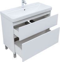 Товар: Тумба с раковиной Aquanet Вега 100 (Flat) напольная 2 ящ. цв. белый глянец 00345379 - фото 5 Тумба с раковиной Aquanet Вега 100 (Flat) напольная 2 ящ. цв. белый глянец 00345379 — фото 5, Тумбы с раковиной
