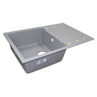 Кухонная мойка AZARIO Izmir 740х480х197 кварцевая, прямоугольная, сифон в комплекте, цвет Серый арт-CS00097683 — фото 1, Кухонные мойки