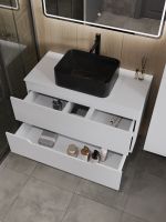 Orange Line Li-100TuwMDF+B02-460MB тумба с раковиной подвесная 100 см, белый/черный Li-100TuwMDF+B02-460MB — фото 4, Тумбы с раковиной