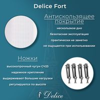 Ванна чугунная Delice Fort 200х85 с отверстиями под ручки и антискользящим покрытием DLR230622R-AS — фото 6, Чугунные ванны