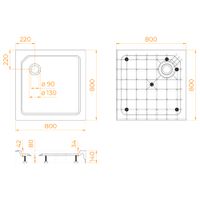Товар: Душевой поддон квадратный RGW SMC-C-088 Белый 800x800 12350188-01 - фото 5 Душевой поддон квадратный RGW SMC-C-088 Белый 800x800 12350188-01 — фото 5, Стеклопластиковые душевые поддоны