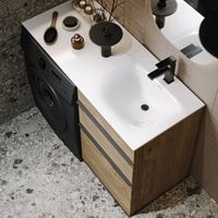 Напольная тумба под стиральную машину с двумя ящиками 115 см, цвет дуб балтийский с умывальником арт-TER01052NDB+FOR.11.04.D-R — фото 4, Тумбы с раковиной