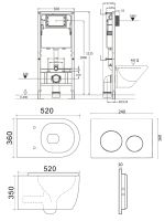 Agger Унитаз подвесной безободковый TORNADO белый с инсталляцией, микролифт, кнопка смыва хром арт-ATI12150+APB100 — фото 1, Комплекты унитаз + инсталляция