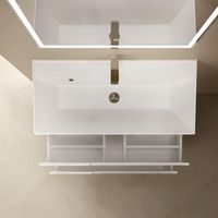 "S3" тумба под умывальник подвесная 100 см., цвет белый глянец. арт-AQM900310WH — фото 4, Тумбы под раковину