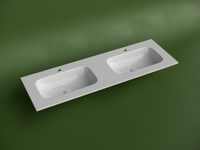 Раковина накладная мебельная CERAMICANOVA Grace прямоугольная 1410x457x137 с двумя чашами и отверстиями под смеситель цвет белый CN7022 — фото 2, Раковины встраиваемые сверху