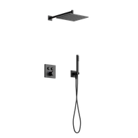 Душевой комплект с термостатом SANCOS Linn, с внутренней частью, черный матовый, арт. SC9022MB — фото 1, Встраиваемые душевые комплекты