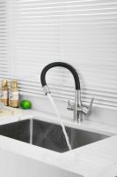 Смеситель для кухни с гибким изливом и подключением фильтра BELZ, сатин, черный, арт-B76814-1 — фото 8, Смесители для кухни