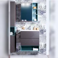 Комплект мебели для ванной Бриклаер КРИСТАЛЛ 60ZS-2, графит/муссон — фото 1, Комплекты мебели для ванной