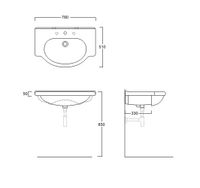 Раковина SIMAS LAVABI подвесная с одним отверстием и двумя намеченными консоль цвет белый арт-TOP63 — фото 2, Раковины подвесные