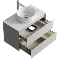 Товар: Подвесная тумба с двумя ящиками 81 см, цвет серый туман со столешницей мрамор белый и наставным умывальником арт-GE01082ST+STG814X476MW - фото 2 Подвесная тумба с двумя ящиками 81 см, цвет серый туман со столешницей мрамор белый и наставным умывальником арт-GE01082ST+STG814X476MW — фото 2, Тумбы с раковиной