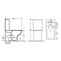 Унитаз-компакт Azario ANTEO SQUARE 385х630х820 напольный, безободковый, с быстросъемным сиденьем микролифт арт-AZ-1218A — фото 15, Напольные унитазы