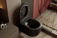 Унитаз ABBER Bequem подвесной черный матовый, безободковый, смыв торнадо арт-AC1104TMB — фото 4, Подвесные унитазы