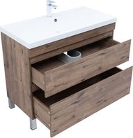 Тумба под раковину Aquanet Нота New 100 напольная, дуб веллингтон табак арт-00344148 — фото 3, Тумбы под раковину