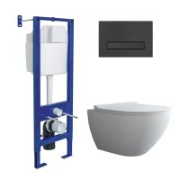 Комплект BERGES: инсталляция АТОМ 410 кнопка Atom Line черная SoftTouch, унитаз PUMA XL Rimless, сидение дюропласт Toma Slim SO, микролифт, быстросъём арт-043354 — фото 8, Комплекты унитаз + инсталляция