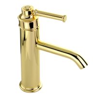 ERMITAGE MINI См-ль д/раковины моноком., ручка сверху латунь, донный клапан "click-clack", золото 31415 — фото 3, Смесители для раковины