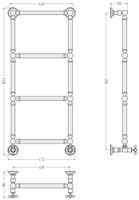 Полотенцесушитель водяной Сунержа Ренессанс 1304 960х400 Состаренная бронза арт-05-0280-9640 — фото 2, Водяные полотенцесушители