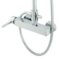 STONE Душевой настенный гарнитур (см-ль д/душа-упр.сбоку/колонна душ/верхн.душ/шланг/ручн.душ),хром арт-31856 — фото 2, Душевые стойки