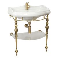 Комплект консоль BELLA напольная 73 см. ажурная с полкой мат.стекло бронза, рак-на IMPERO керам.бел. 31210 — фото 1, Консоли для раковины